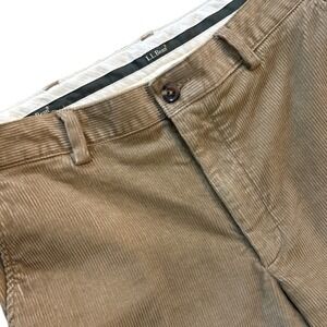 LL Bean Mens Classic Fit Corduroy Pants Khaki Tan 33x29 502835 Stretch Trousers